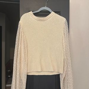 ZARA Puff Sleeve Cream Sweater